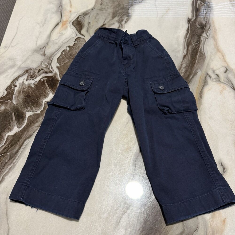 Polo Ralph Lauren Toddler Boys Navy Blue Cargo Pants Size 3/3T Cotton Twill
